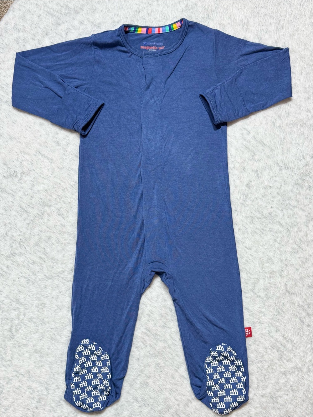 Magnetic Me Matte Navy Blue Footie Sleeper 6-9M Baby Modal Solid Neutral Classic